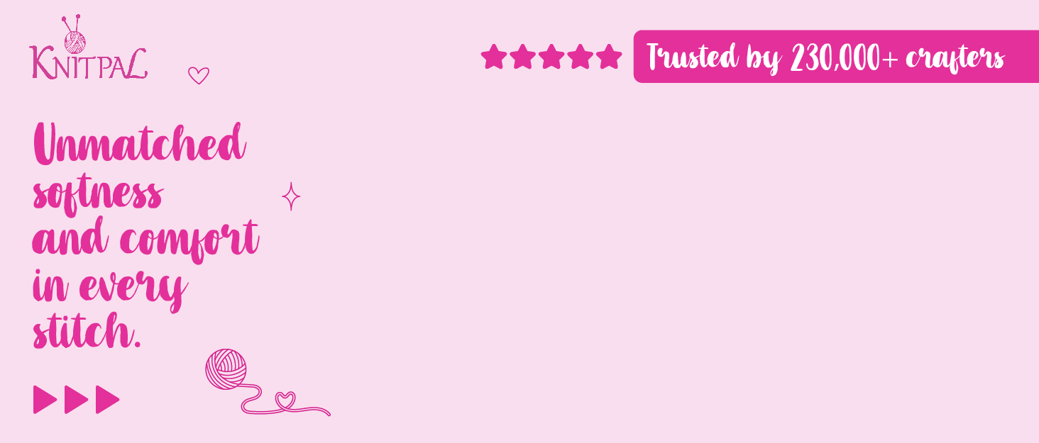 Pink background with a ball of yarn