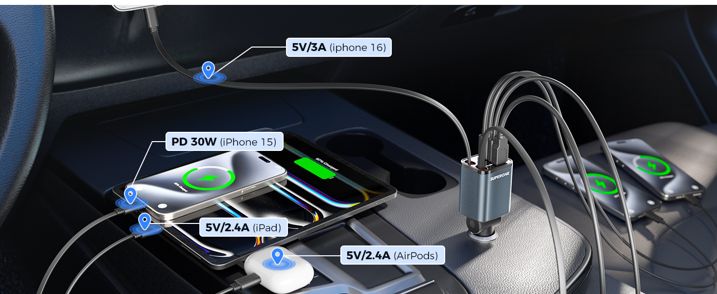 car charger retractable cord
