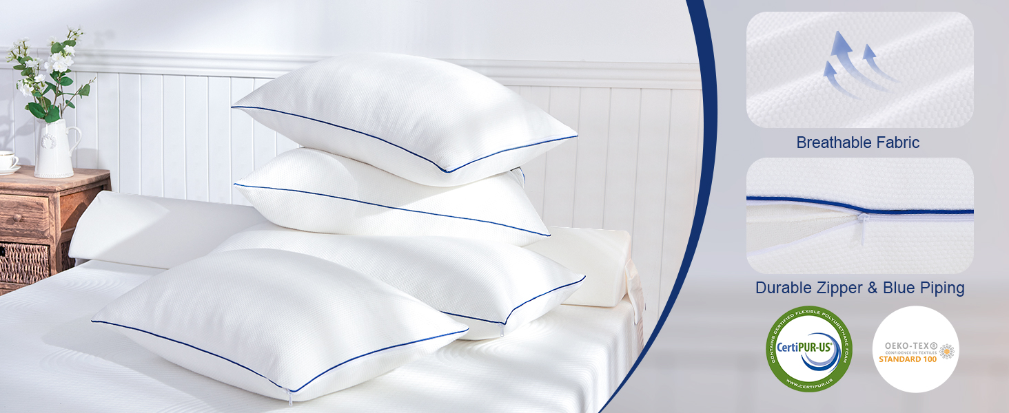 CHUN YI Shredded Memory Foam Pillows Queen Size Set of 2