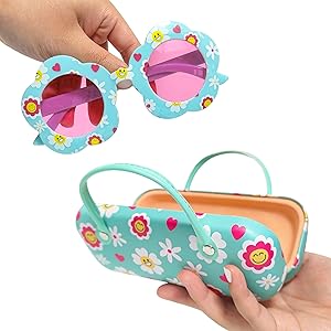LUV HER Kids Daisy Sunglasses & Case Set for Girls Ages