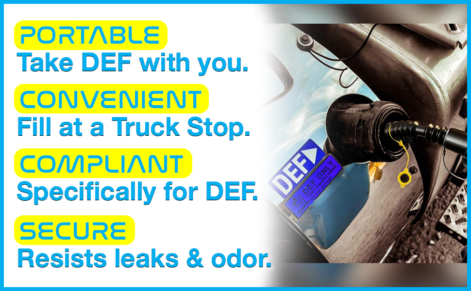 Carry, Store Dispense DEF, Refillable DEF Jug 5 Gallon - Uses