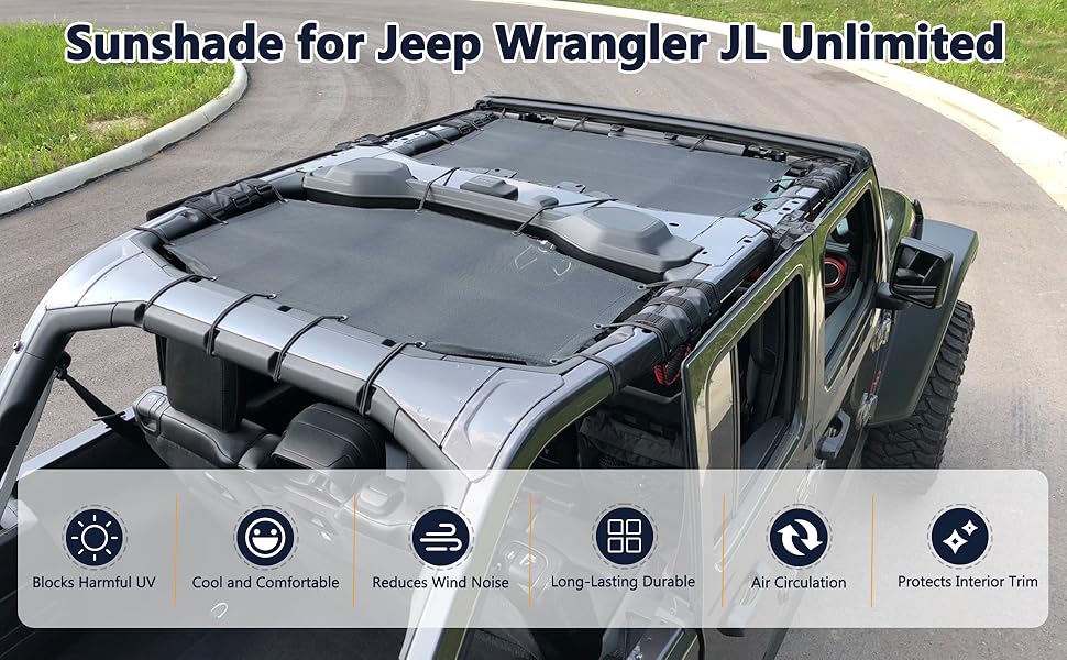 Front & Rear Sunshade for Jeep Wrangler JL Unlimited (2018