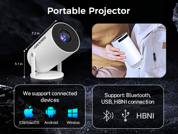 プロジェクター　amoowa Wi-Fi Amazon.com: Portable 4K Mini Projector with WiFi and