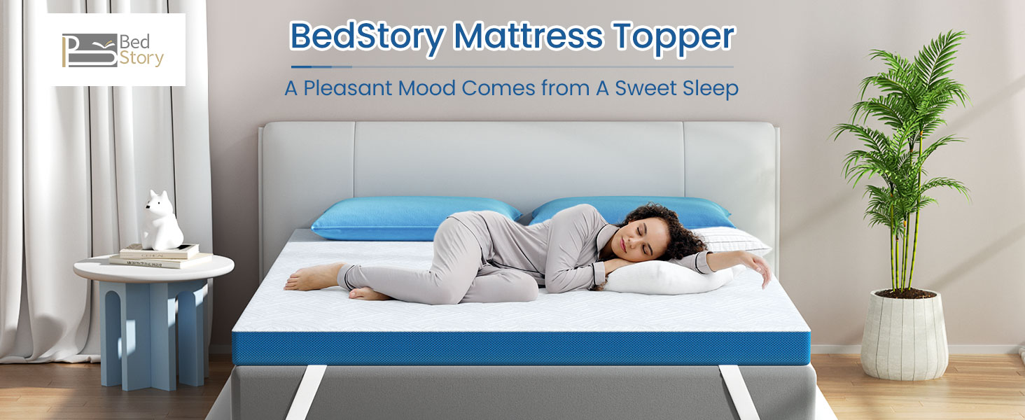 BedStory Double Mattress Topper, 3 Inch Gel Infused Full Memory Foam