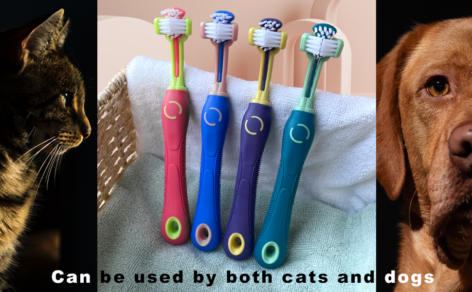 Three Sided Pet Toothbrushs Suitable for Cats and Dogs