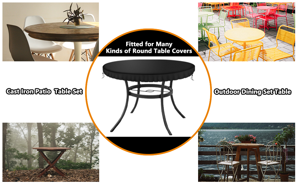 Kovshuiwe Diameter 114cm Black Garden Table Cover Round, Patio Table