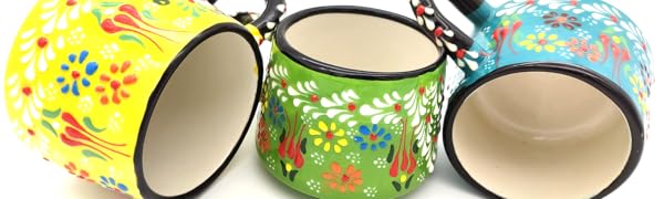 Handmade Ceramic 5 Oz Espresso Cups Set of 6, Small Vintage Coffee Cup Set, Tea, Cappuccino,