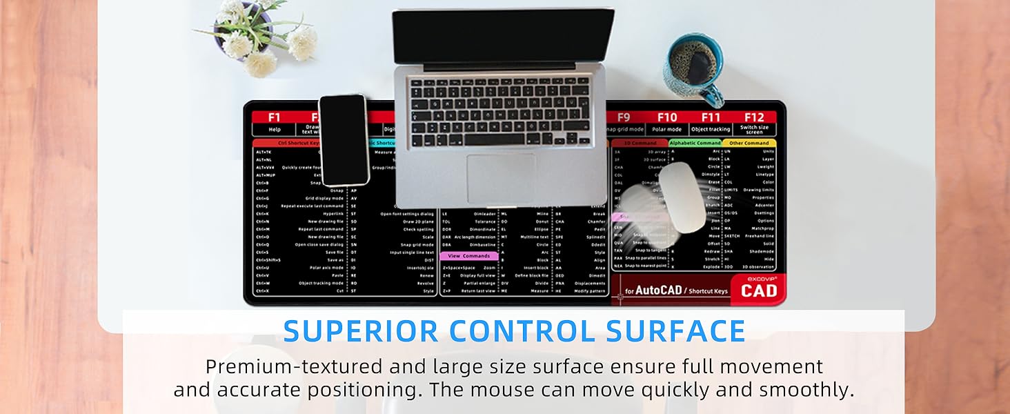 excovip Large Mouse Pad XL, CAD Shortcut Mouse Pad, Extended Computer ...