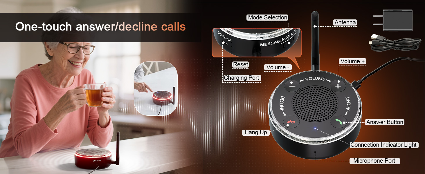 Cell Phone Ringer Amplifier & Flasher - Make Phone Ring Ultra Loud & Visible, One-Touch Answer/Decline, Bluetooth Phone Amplifiers for Hard of Hearing/Deep Sleeper/Noisy Spaces/Home 4 phone ringer amplifier