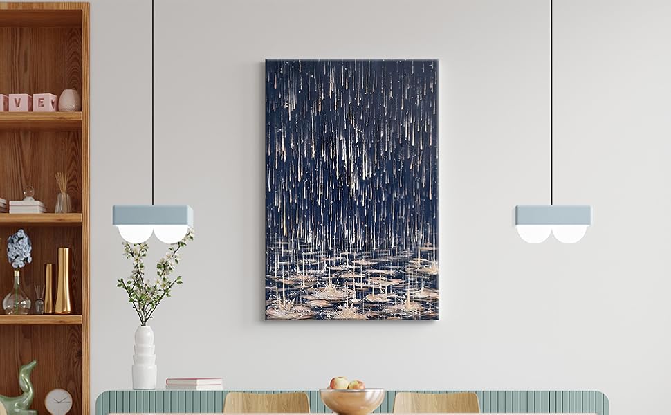 Abstract Gold Rain Cityscape Oil Painting Prints on Canvas