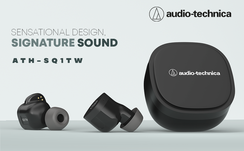 AudioTechnica ATHSQ1TWBK Wireless Earbuds, 19.5 Hours Total Playtime