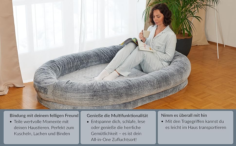 Hundebett für Menschen & Hunde | Riesiges Human Dog Bed für Menschen | Warmes & bequemes Beanbag Bed