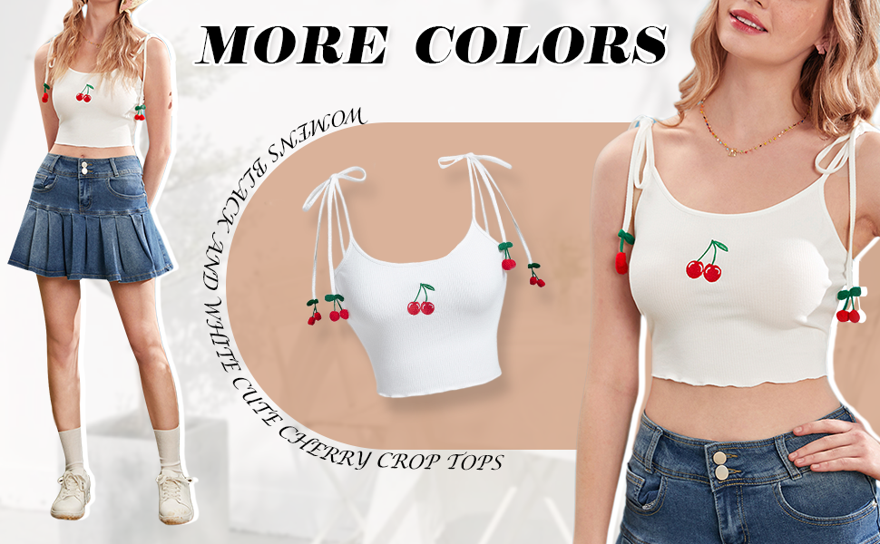 トップス Cherry Pattern Strap Top M Shipping in mid-August]Cherry Pattern Strap Top