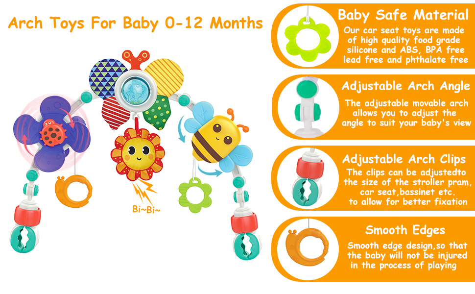 Baby Carseat Arch Toys for Infants 36 Months Stroller Toys