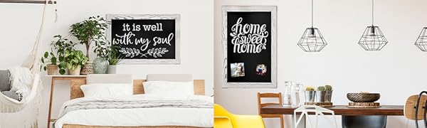 wood framed chalk board, kitchen chalkboard, magnet board with frame, sign