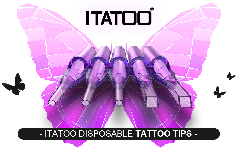 ITATOO 50 Pcs Tattoo Tips Disposable Tattoo Tips Tubes for 3RL 3RS 7RL 7RS 11RL 11RS