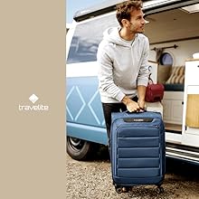 Traveliteスーツケース ソフト3.5kg軽量/拡張 大径ダブル―ホイール travelite＞Skaii 中型サイズ 軽量 4輪ダブルホイール 2.4kg 62