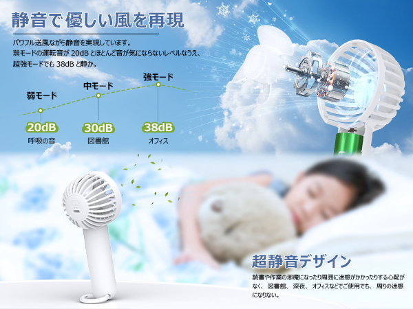 Amazon.co.jp : 手持ち扇風機 最大16時間使用 静音 大風量