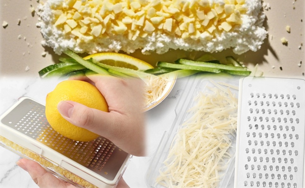 Cheese Grater with Container, Ginger Grater Tool Lemon Zester with Removable Catcher
