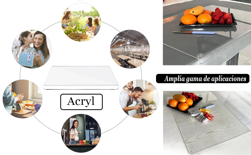 Tabla de cortar de acrílico transparente
