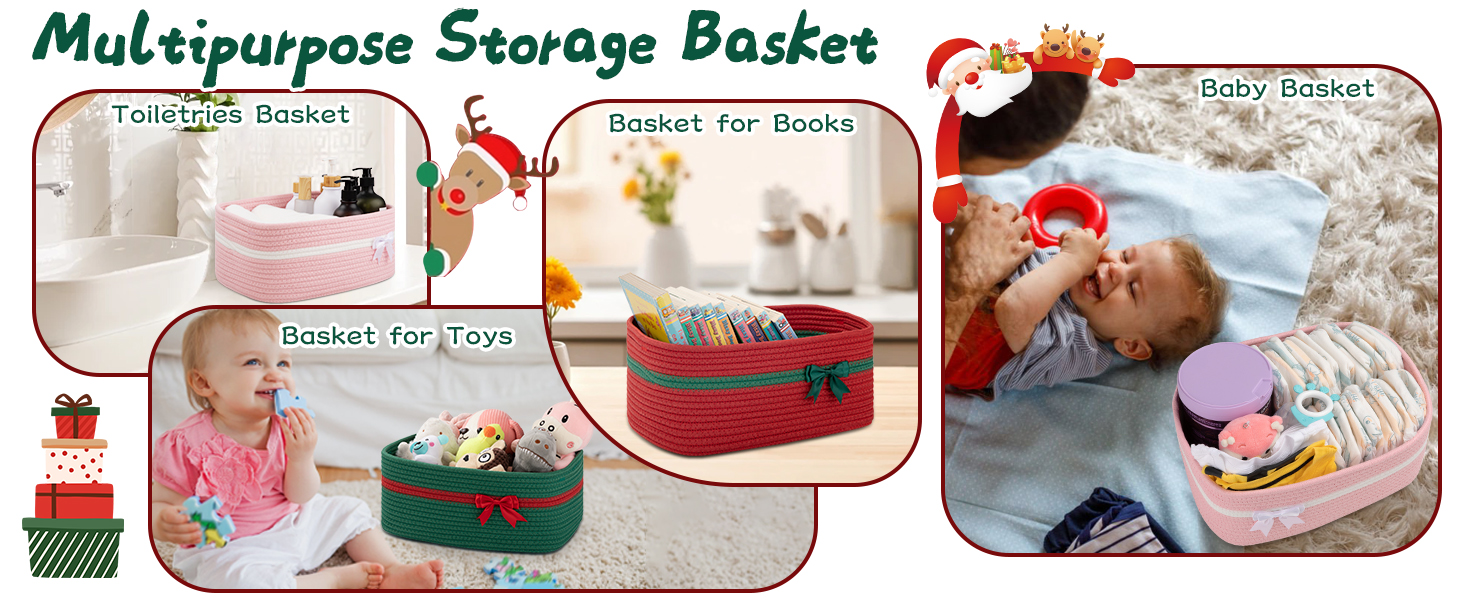 OIAHOMY Christmas Basket, Woven Basket for Gifts Empty with