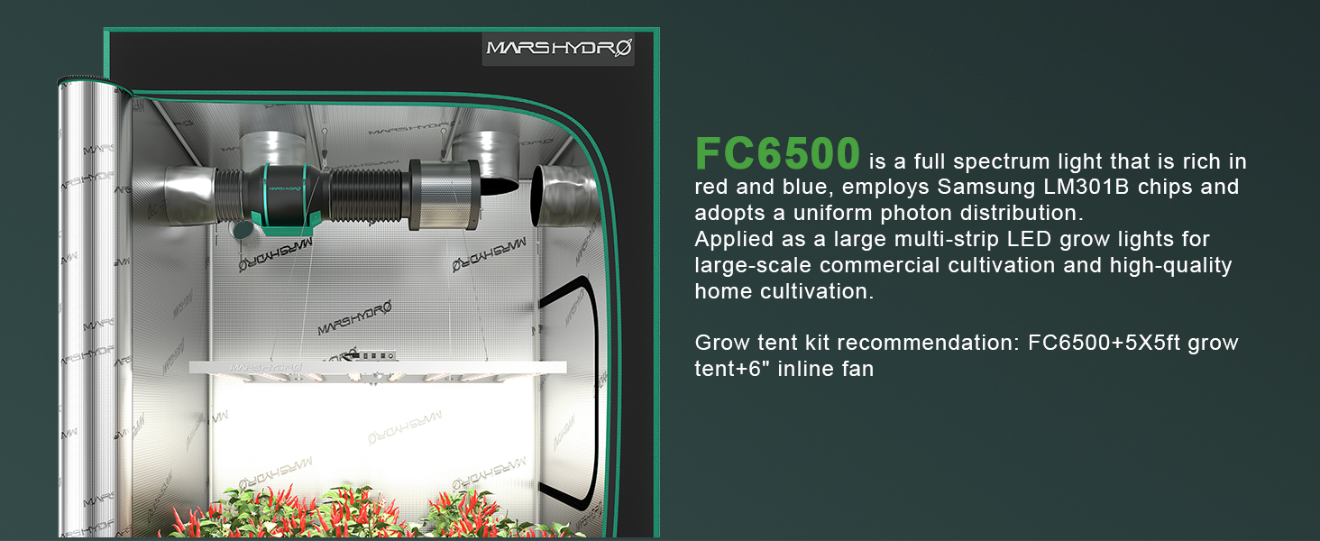 MARS HYDRO FC6500 Foldable Samsung Grow Light, 730Watt 5x5ft Led Grow Lights for Indoor Plants