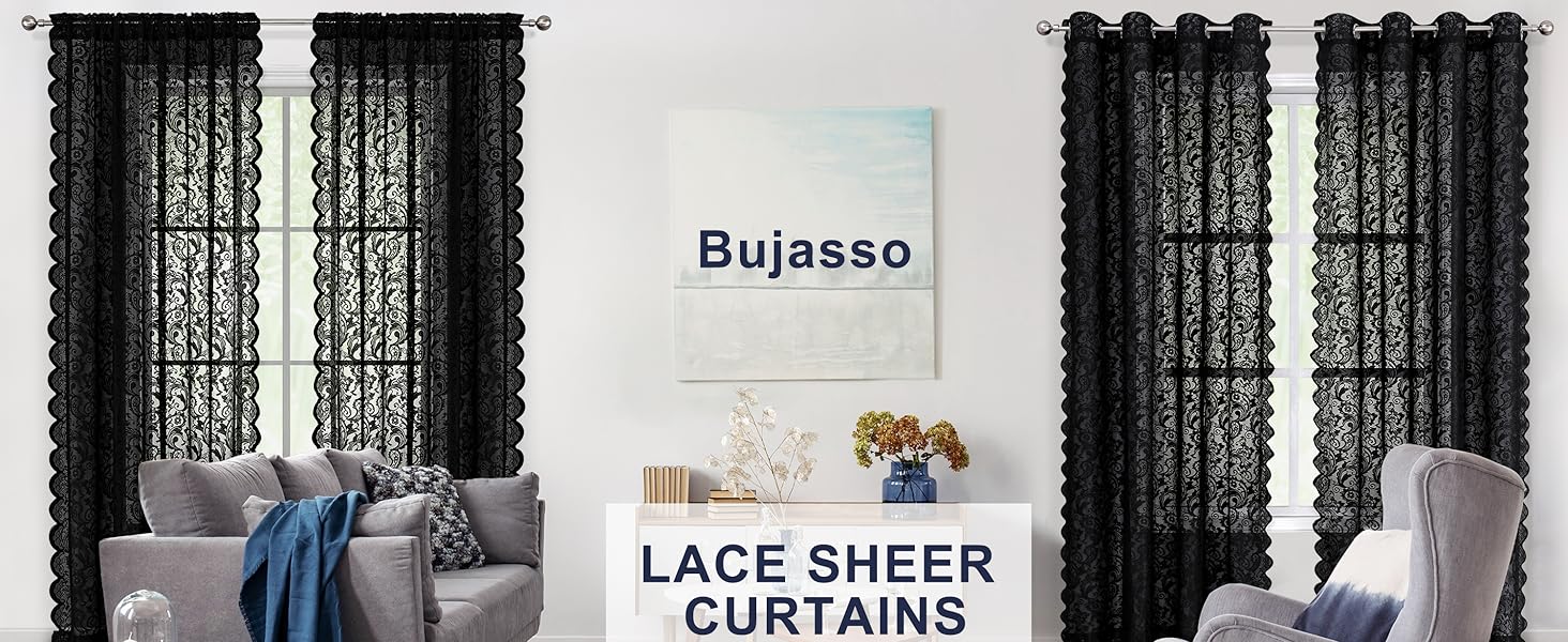black lace curtains