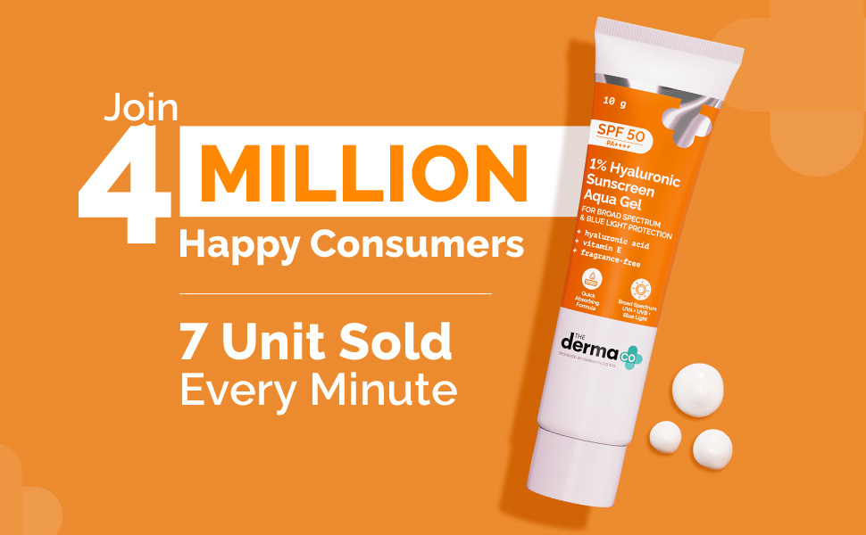 1% Hyaluronic Sunscreen SPF 50 Aqua Gel, PA++++, Lightweight, No white-cast for Broad Spectrum & Blu