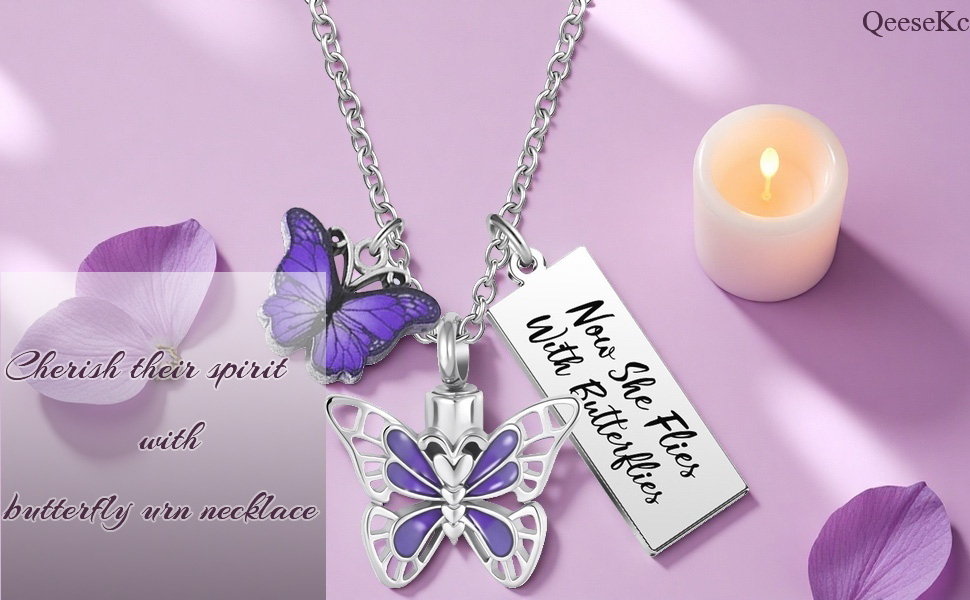 Amazon.com: QeenseKc Now She Flies with Butterfly Cremation