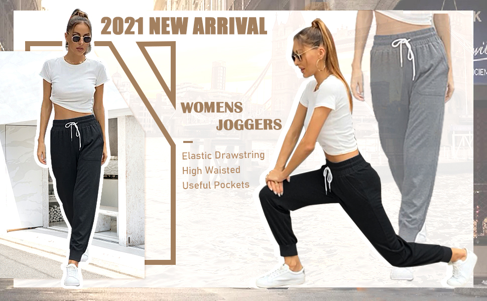 Dofaoo Joggers for Women High Waist with Pockets Womens Sweatpants Joggers