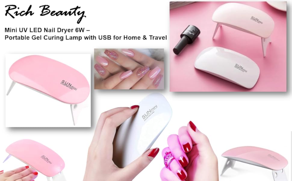Mini UV LED Nail Dryer 6W – Professional Portable Gel Curing Lamp with USB for Home & Travel