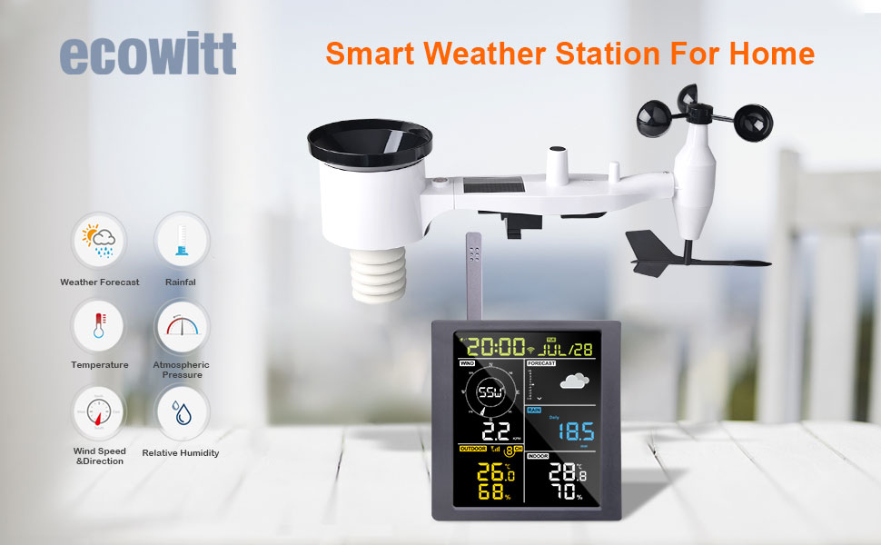 ECOWITT Weather Stations, 5 in 1 Wireless Outdoor Weather Station ...