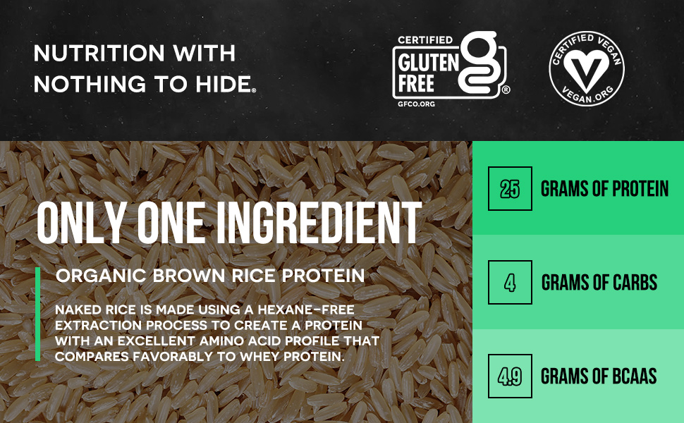 Naked Rice 1LB Organic Brown Rice Protein Powder Vegan Protein
