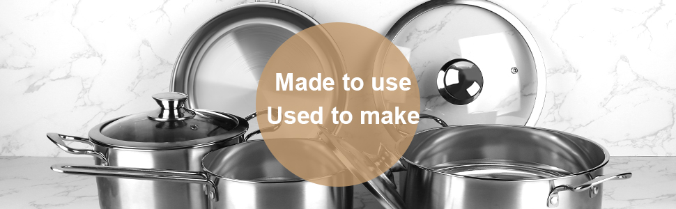 Stainless Steel Pot Set, 7-Piece Kitchen Cookware Sets
