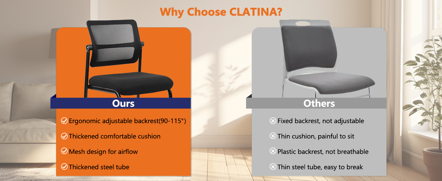 Stackable Mesh Guest Reception Desk Chairs