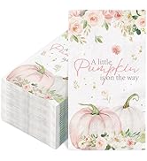 FYSUIMU 100Pcs Fall Guest Napkins A Little Pumpkin is on the Way Disposable Napkin Pink White Flo...