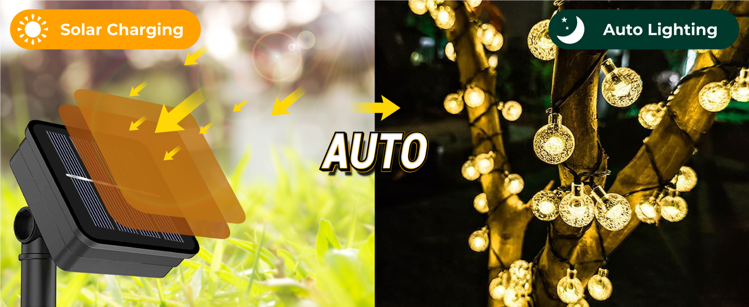 Epyz Solar Light Outdoor Waterproof String 30 LED Decorative Lighting Crystal Ball for Garden, Home