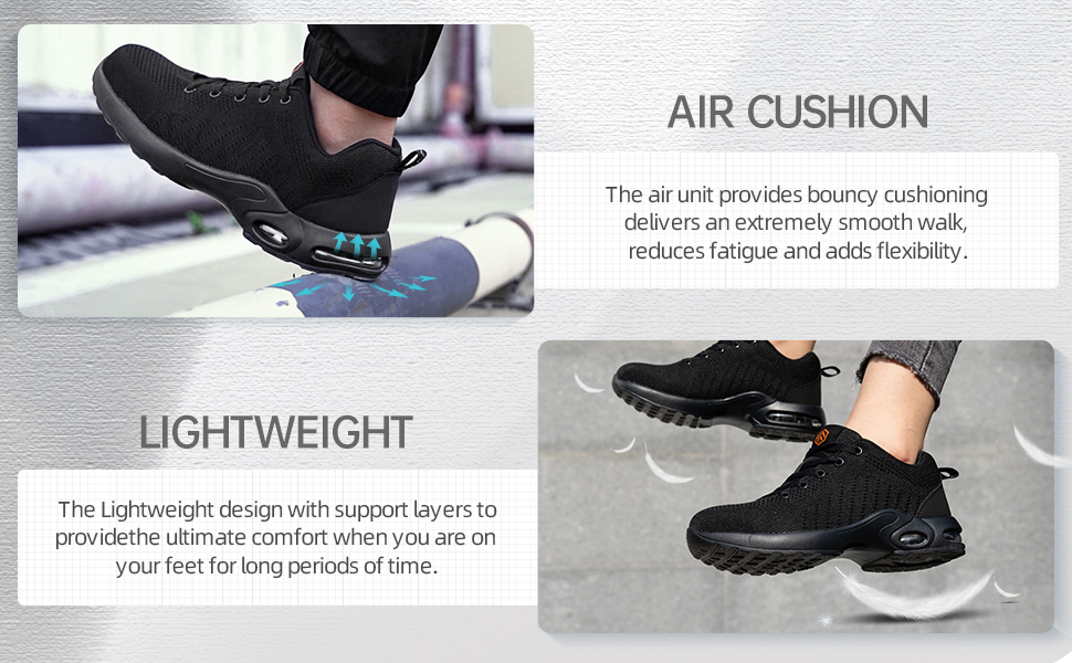 DYKHMILY Safety Trainers Men Women Lightweight Air Cushion Steel Toe Cap Trainers Safety Shoes