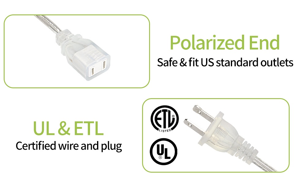 Clear Extension Cord 10 Ft, 2 Pack Clear Extension Cord