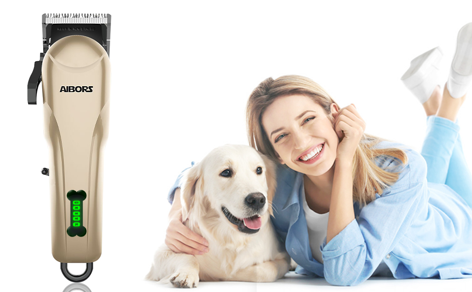 AIBORS Dog Clippers for Grooming for Thick Coats, Low Noise Cordless