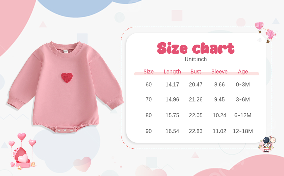 Valentines Day Baby Girl Outfit Spring Fall Bubble Romper Infant Oversized Sweatshirt Cute Toddler