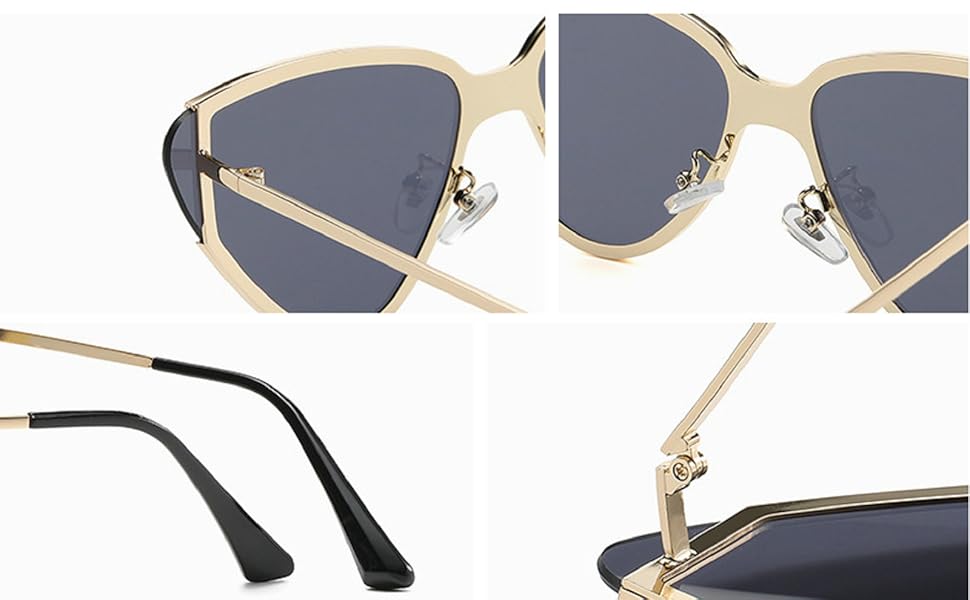 Amazon.com: mincl Luxury Metal Punk Cat Eye Sunglasses Women