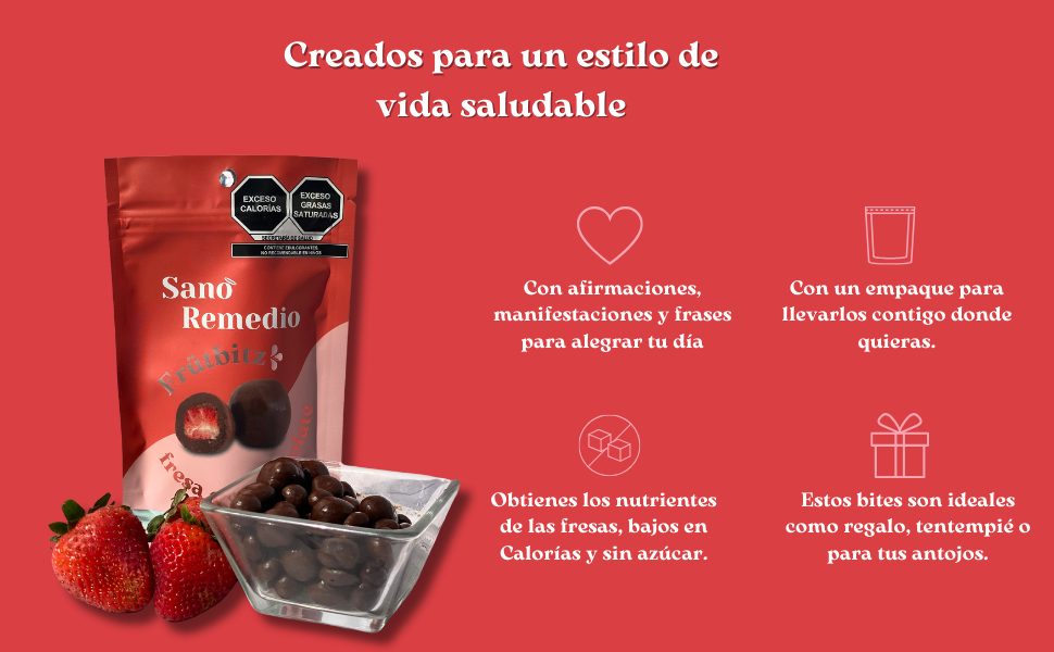 bites de fresa liofilizada sin azúcar