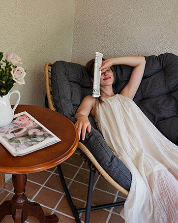 SWITTE Outdoor Rocking Chair, Oversized Patio Papasan Rocker, Comfy Wicker Reading Lounge, Indoor Egg Chair for Bedroom, Living Room, Porch, Garden, Lawn-Dark Grey 14 1