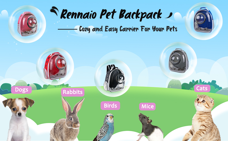 rennaio Pet Carrier Backpack, Breathable Air Cat Backpack