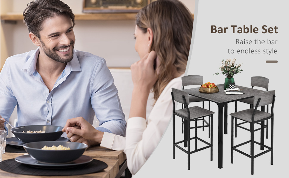 Amazon.com - HOMCOM 5-Piece Counter Height Bar Table with