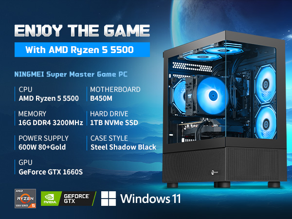 自作ゲーミングPC/Ryzen5 5500/16GB/GTX1660Super Amazon.co.jp: WaffleMK ゲーミングPC デスクトップPC タワー型