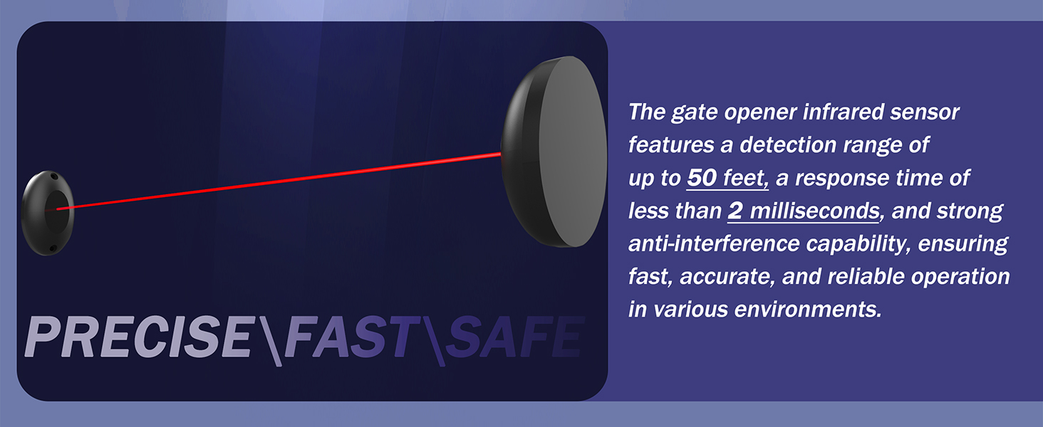 sliding gate opener with infrared safety sensor, obstacle detection