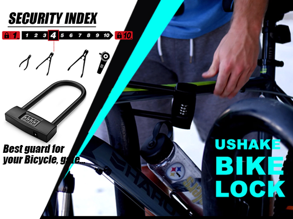 yuckeymc ブラック　Ｌサイズ2点 Amazon.com: USHAKE Bike Combination U Lock, Heavy Duty Bike
