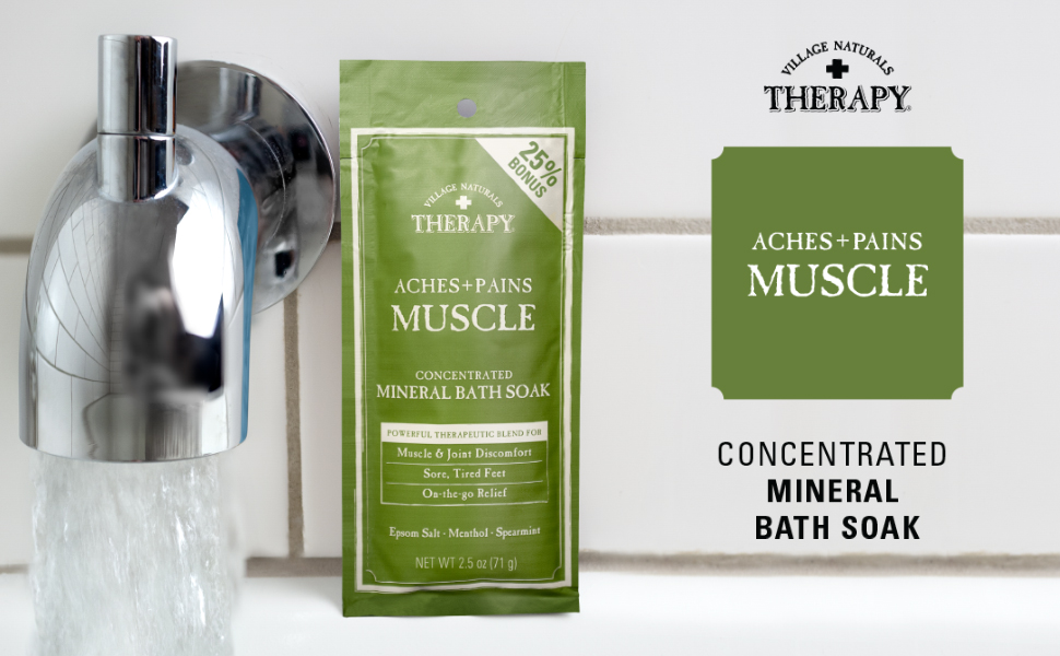 Village Naturals Therapy Muscle Concentrated Mineral Bath Soak, Eucalyptus Mint, 2.5 oz